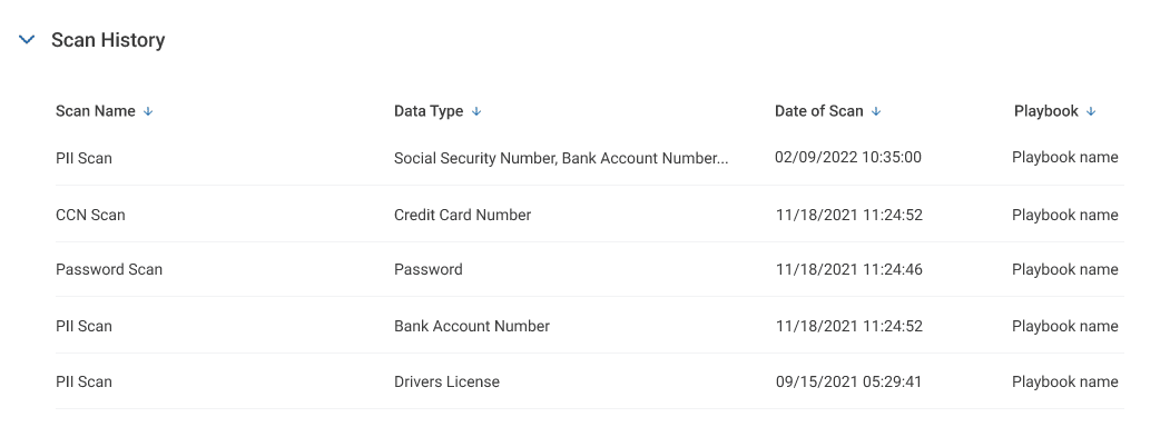 Scan History provides an audit trail of the scans that have been run for a target